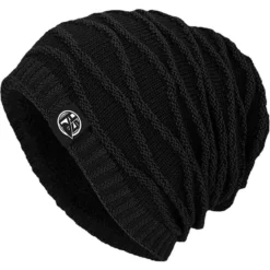 BONNET HOMME HOT SPOT DESIGN BEANIE HSD WITH FUR - NOIR