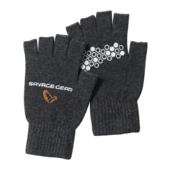 GANTS HOMME SAVAGE GEAR KNITTED HALF FINGER GLOVE - GRIS