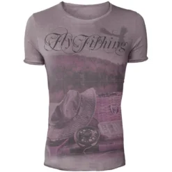 TEE SHIRT MANCHES COURTES HOMME HOT SPOT DESIGN VINTAGE FLY FISHING - VIOLET