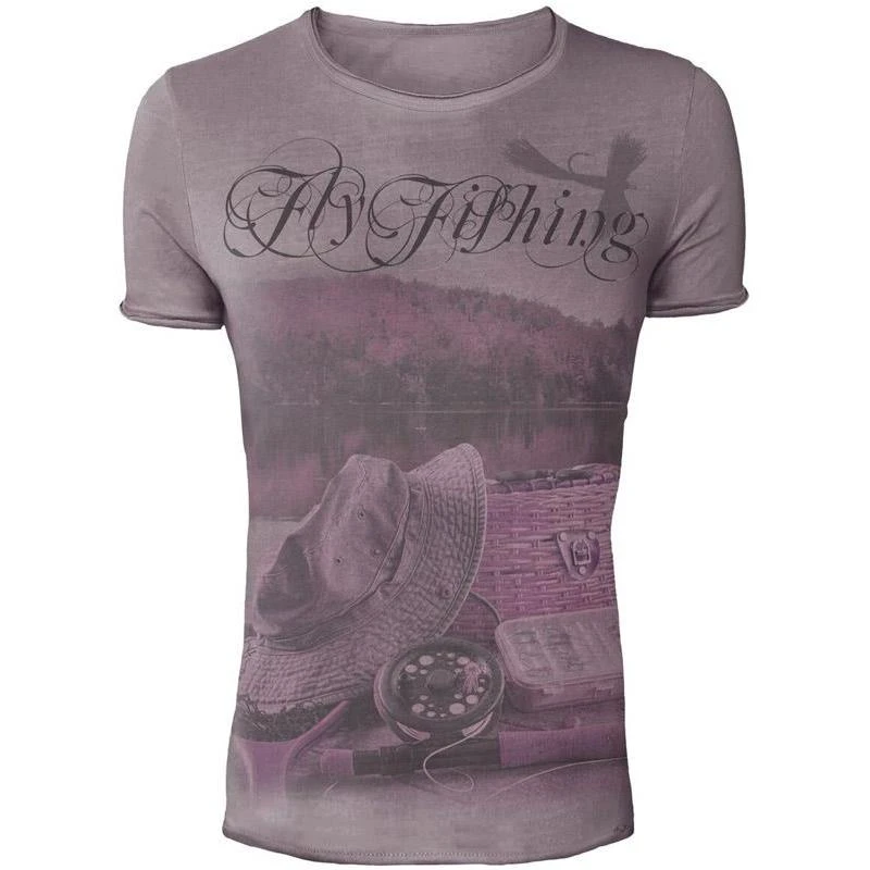 TEE SHIRT MANCHES COURTES HOMME HOT SPOT DESIGN VINTAGE FLY FISHING - VIOLET 3 TEE SHIRT MANCHES COURTES HOMME HOT SPOT DESIGN VINTAGE FLY FISHING - VIOLET