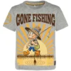TEE SHIRT MANCHES COURTES JUNIOR HOT SPOT DESIGN CHILDREN GONE FISHING - GRIS