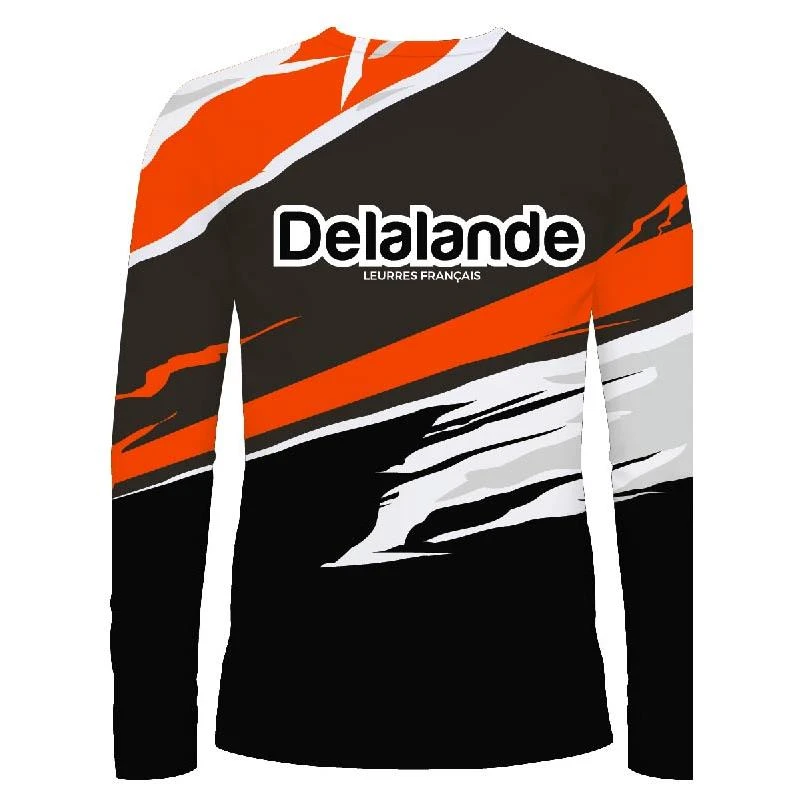 TEE SHIRT MANCHES LONGUES HOMME DELALANDE FLEXAIR - NOIR/ORANGE 4 TEE SHIRT MANCHES LONGUES HOMME DELALANDE FLEXAIR - NOIR/ORANGE â Image 2
