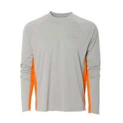 Grundens TEE SHIRT MANCHES LONGUES HOMME GRUNDÉNS SOLSTRALE LONG SLEEVE CREW SHIRT - GRIS